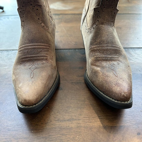 Justin Boots Womens Size 8B Brown Leather Western Cowboy Boots Embroidered L2561 - Picture 4 of 12